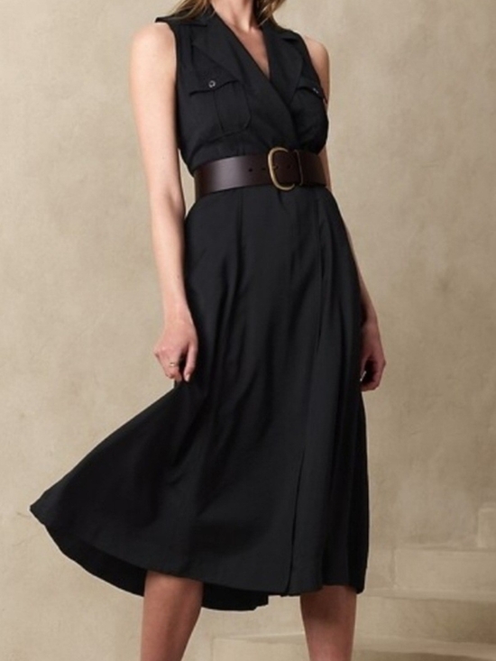 Banana Republic Dresses & Skirts - Banana Republic Size 8 Sleeveless Black Midi Dress with Belt